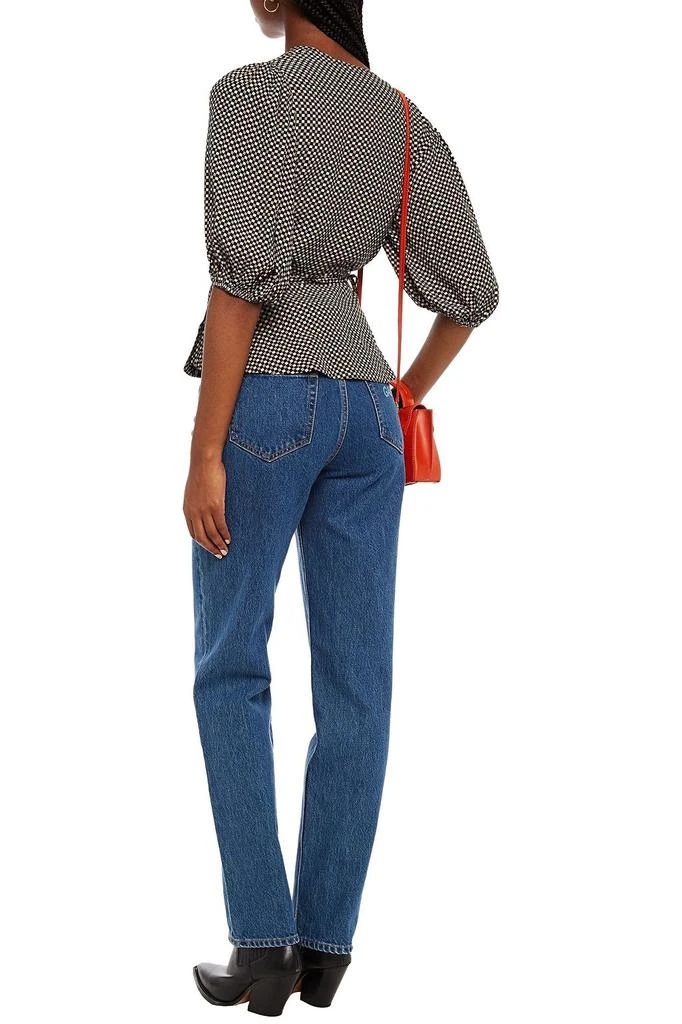 Ganni Checked crepe wrap top 3