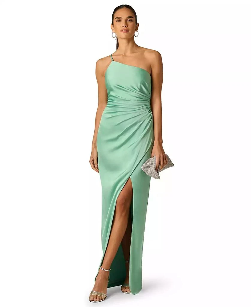 open lace back dress Beaded Lace Prom Dresses One Shoulder Long Sleeve Formal Dress 22158 Light Green / US6