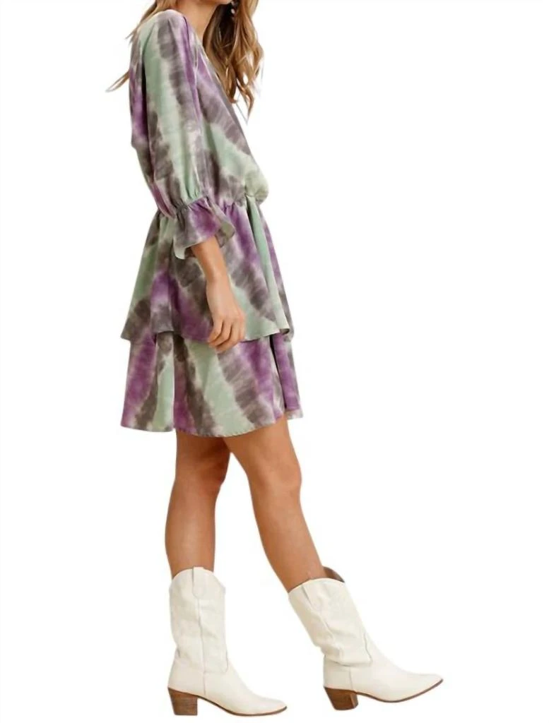 umgee purple dress Umgee Heart Pattern Short Sleeve Ruffle Babydoll Dress Charming Charlie