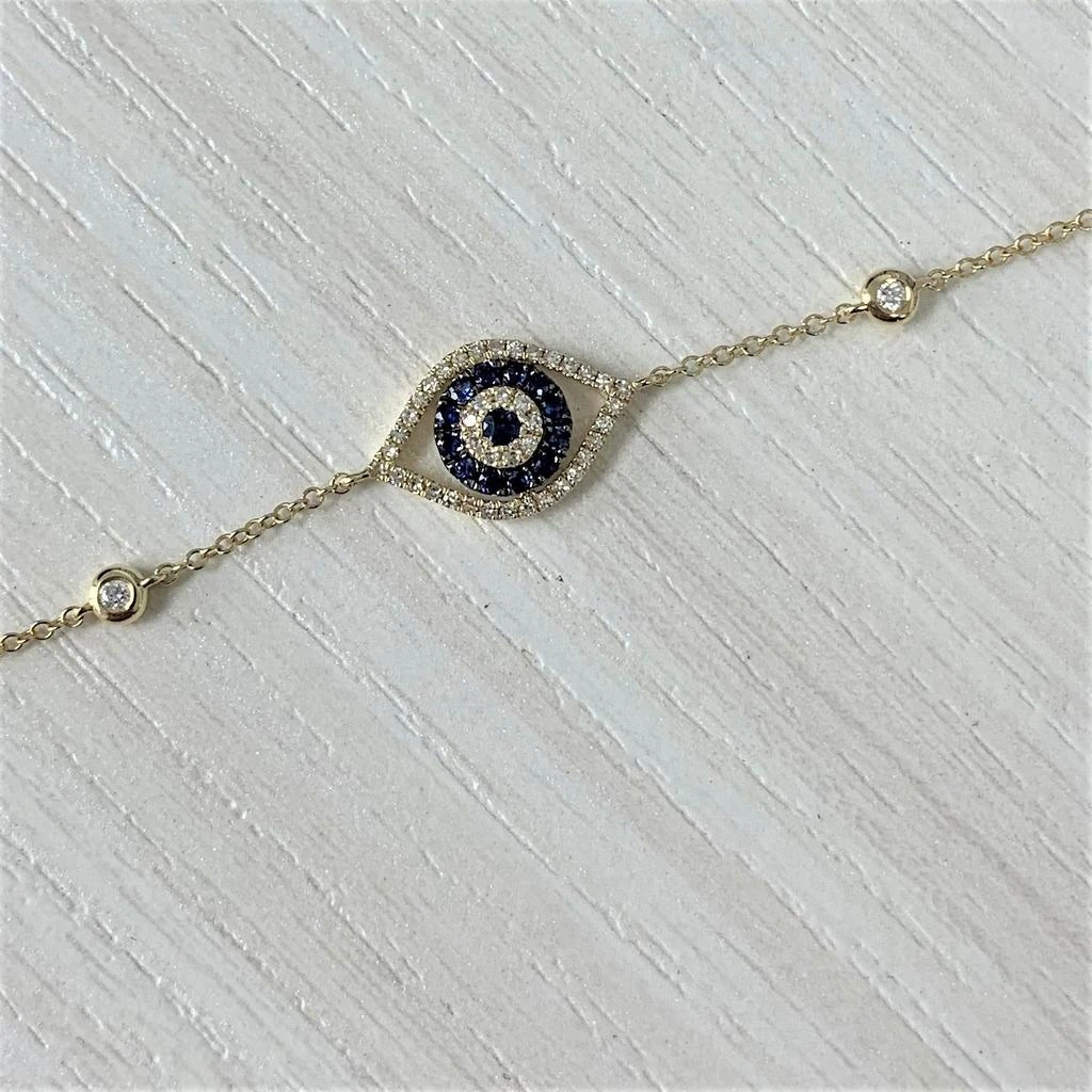 Sabrina Designs 14k Gold Sapphire & Diamond Evil Eye Bracelet 3