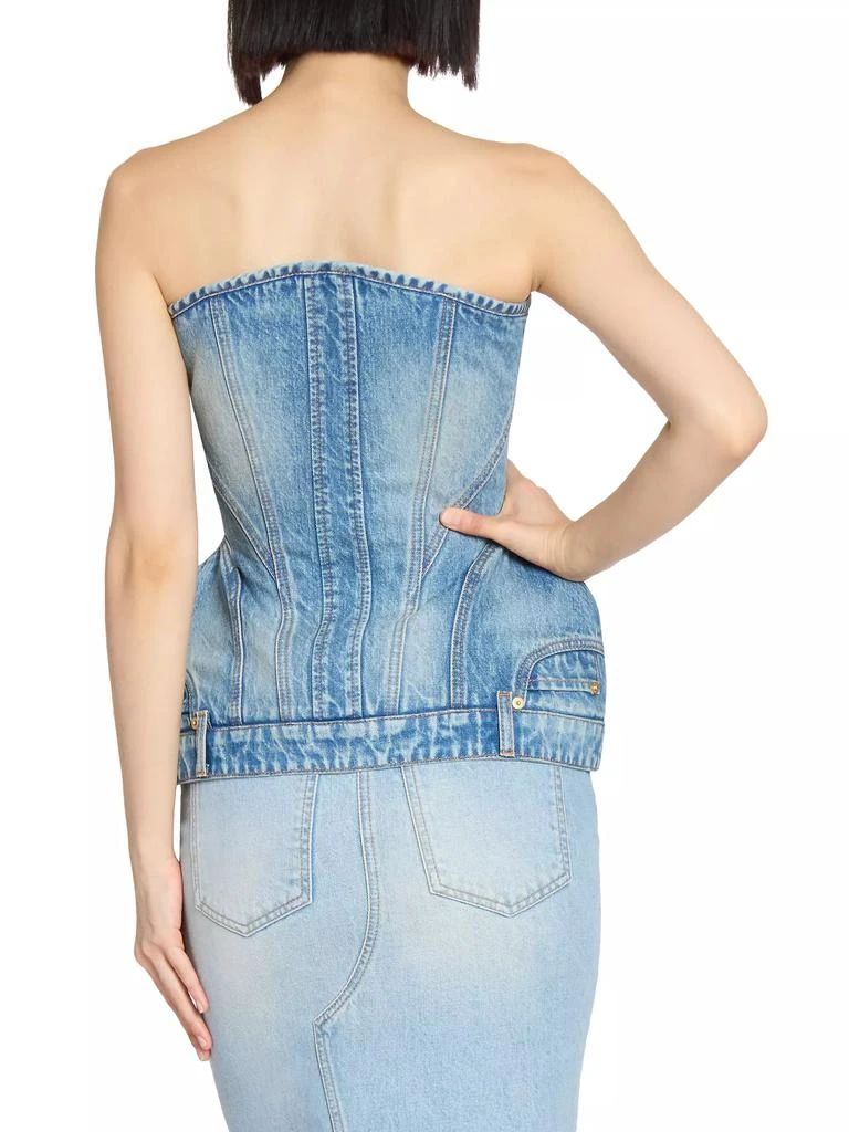 Balmain Basque Denim Zip-Up Bustier Top 5
