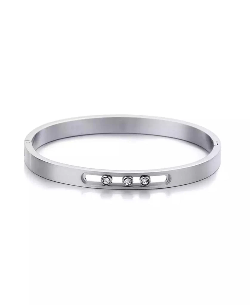 ADORNIA Tarnish Resistant Silver Sliding Stones Cuff Bracelet