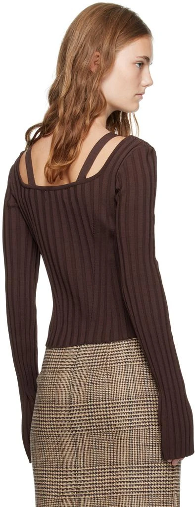Recto Brown Scoop Neck Fitted Sweater 3