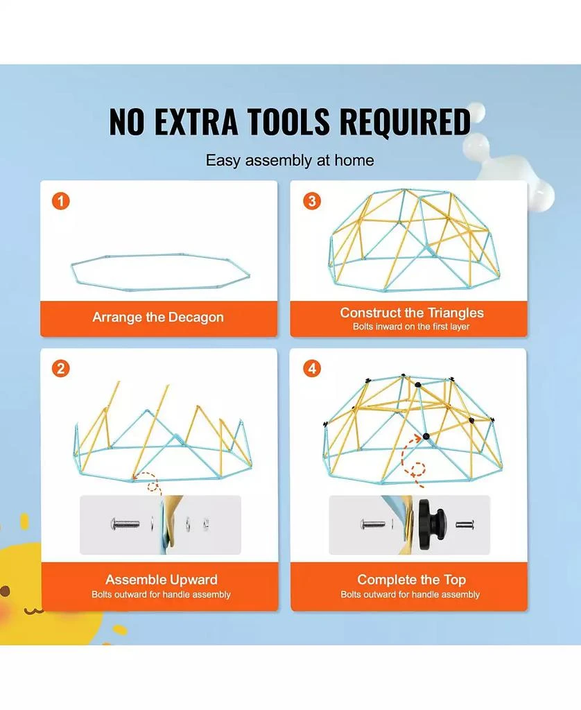 SUGIFT 8FT Kids Climbing Dome with Slide for Indoor Outdoor Play 9