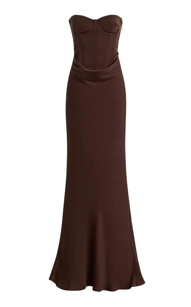 rotate birger christensen embroidered strapless midi dress ROTATE BIRGER CHRISTENSEN Strapless embroidered mesh maxi dress