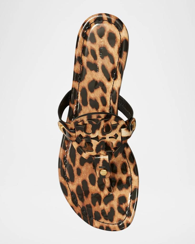 Tory Burch Miller Leopard-Print Leather Logo Sandals 5