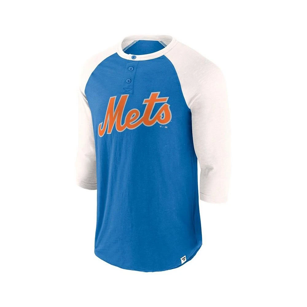 Fanatics Men's Royal/Cream New York Mets Historical Win 3/4-Sleeve Henley T-Shirt 3