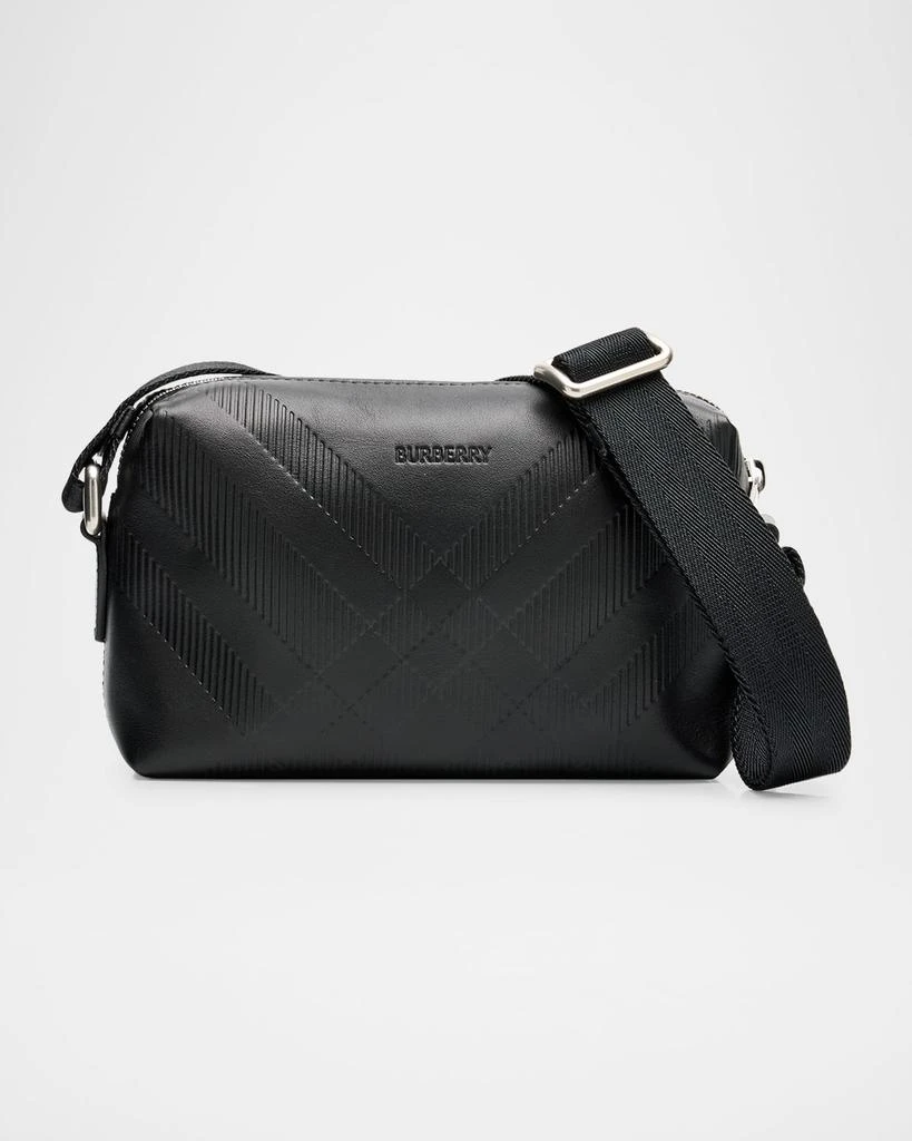 Burberry Men's Check Embossed Leather Mini Crossbody Bag 1