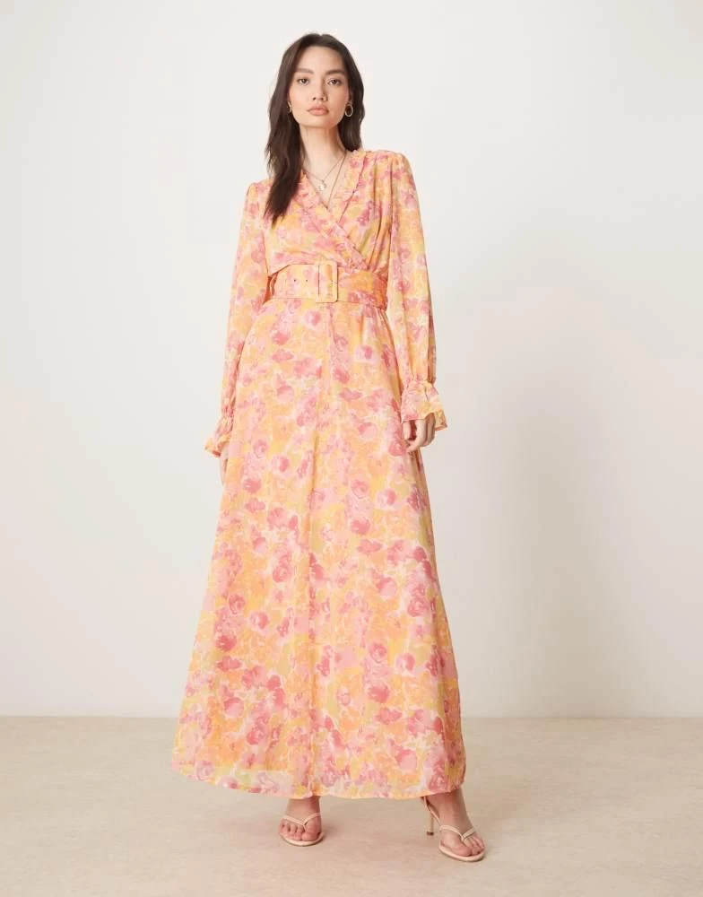 Shop Vila chiffon wrap maxi dress in orange floral print on Sale at  BeyondStyle  Get 16% Off Vila chiffon wrap maxi dress in orange floral  print with Limited-Time Flash Deals, Exclusive