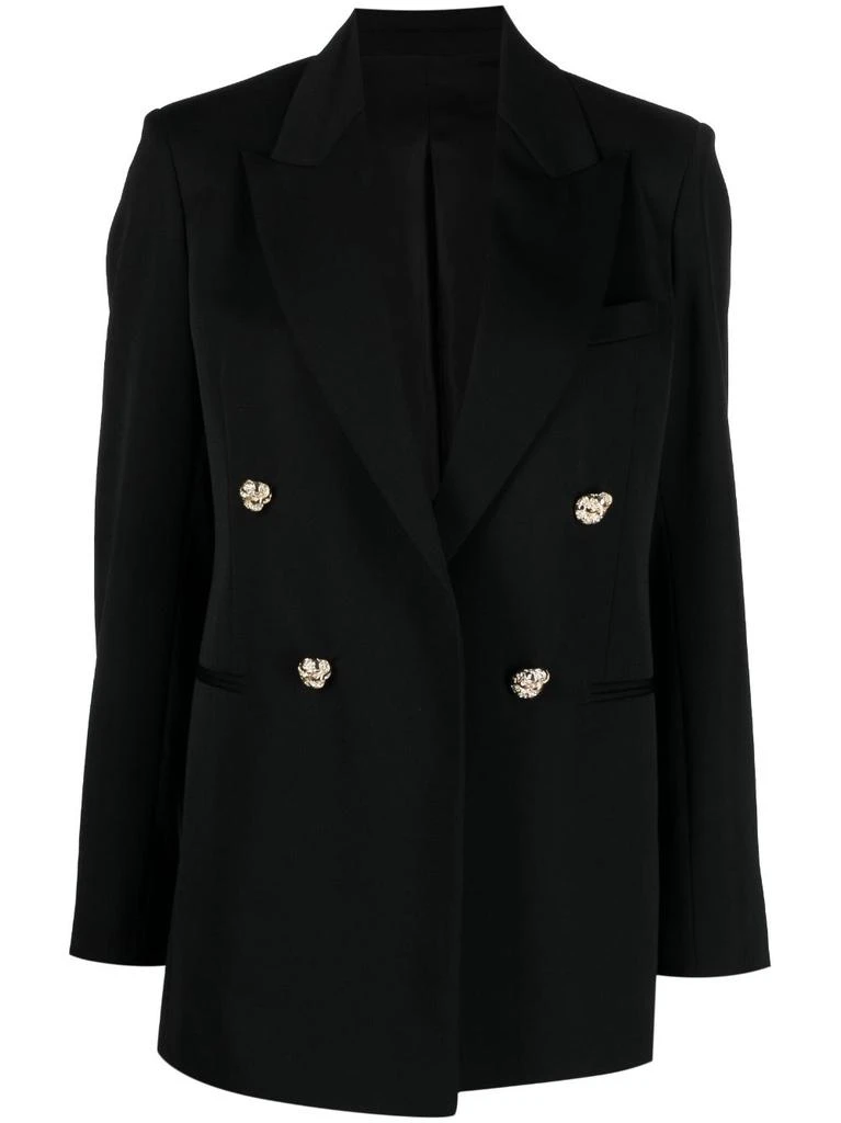 Lanvin Rhinestone-Embellished Black Wool Blazer