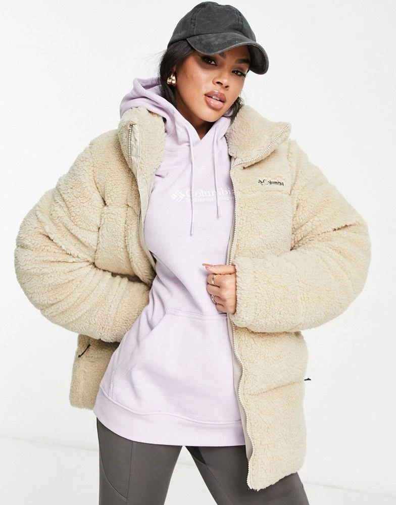 Columbia Columbia Puffect sherpa puffer jacket in stone Exclusive at ASOS 1