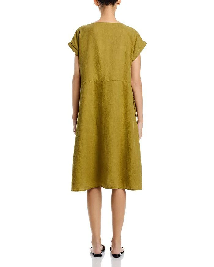 Eileen Fisher Linen Ballet Neck Cap Sleeved Dress 4