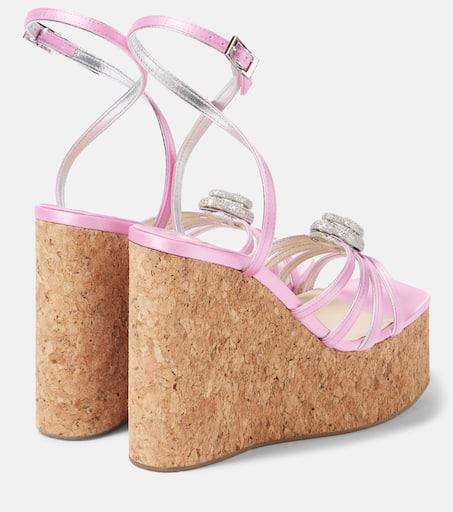 Mach & Mach Double Heart satin sandals