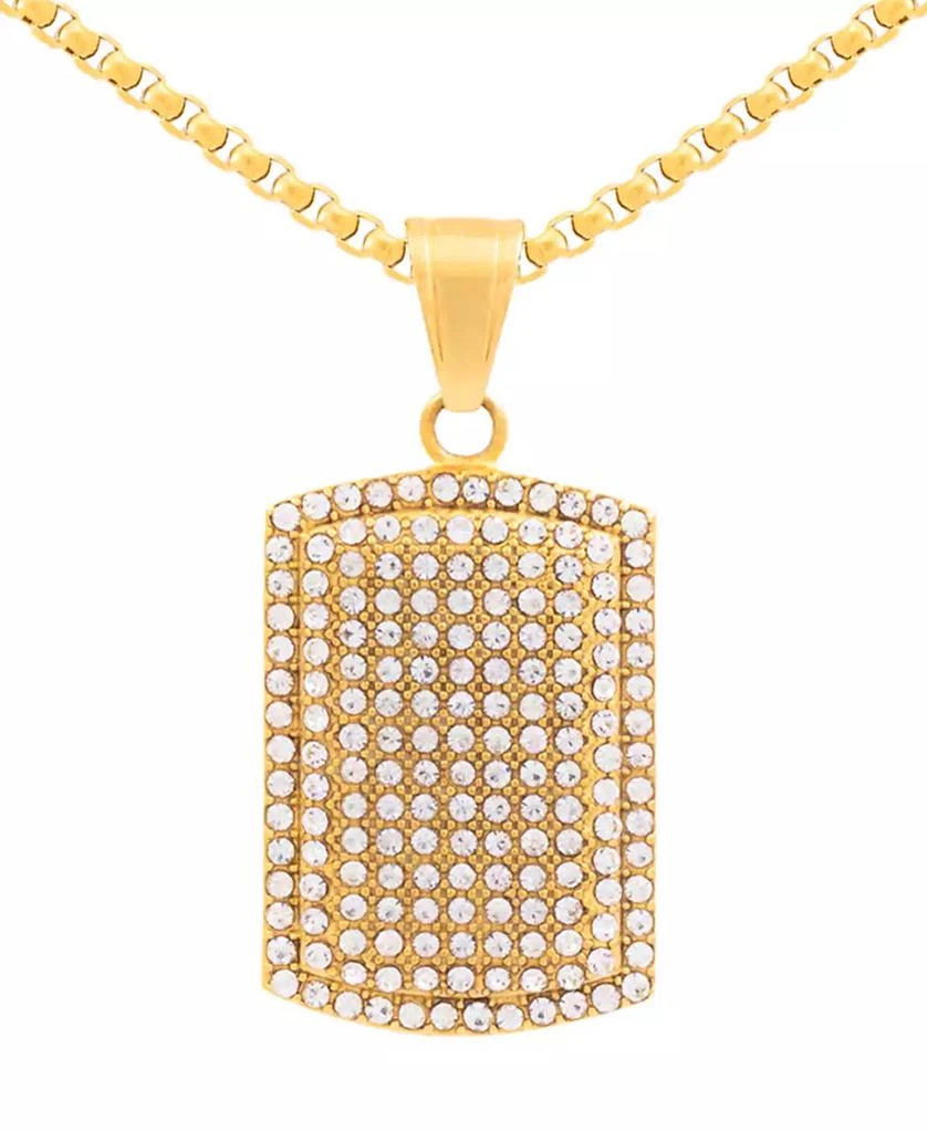 LEGACY for MEN by Simone I. Smith Men's Cubic Zirconia Dog Tag 24" Pendant Necklace in Gold-Tone Ion-Plated Stainless Steel 1