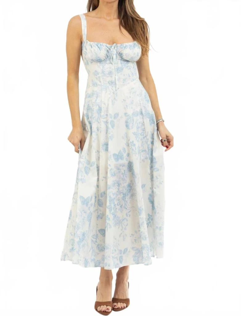 MABLE Flo Bustier Midi Dress In Blue 5