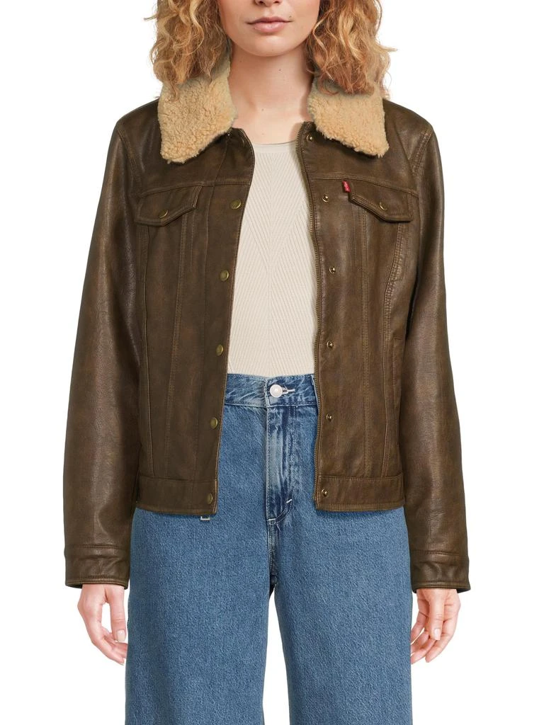 Levi
s Faux Leather
Faux Shearling Trimmed Collar Trucker Jacket 2
