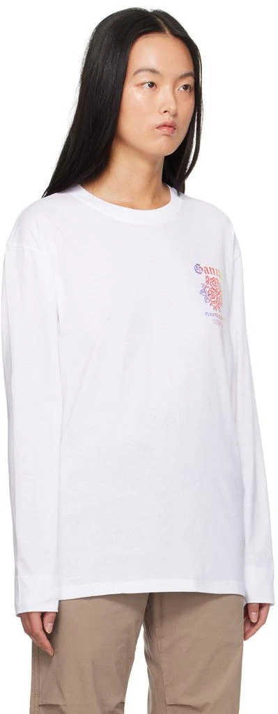 Ganni White Printed Long Sleeve T-Shirt 2