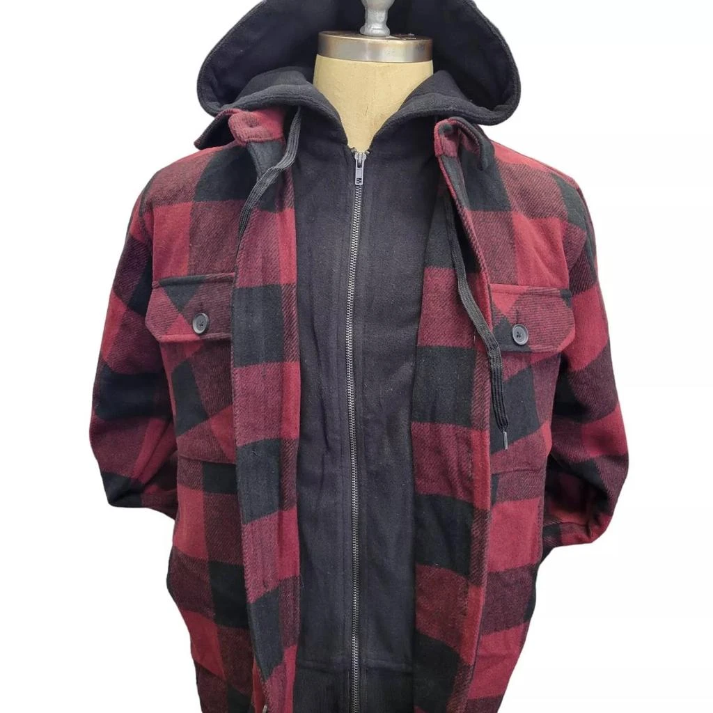 HEDGE Men's Sherpa Plaid Jacket In Red 3