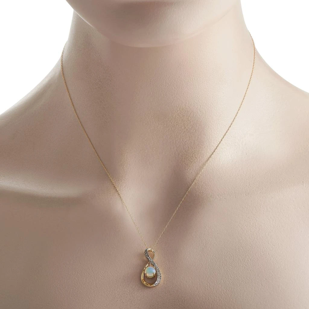 Non Branded 14K Yellow Gold 0.03ct Diamond and Opal Pendant Necklace PD4-15537YOP 2