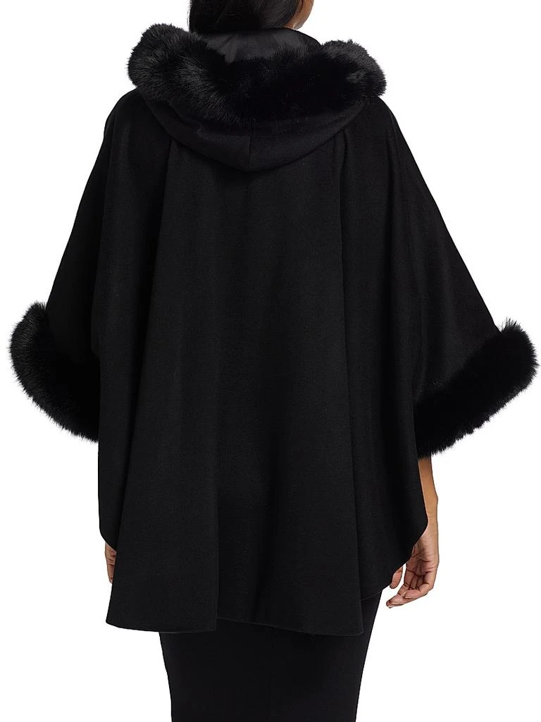 Sofia Cashmere Whipstitch Faux-Fur Hooded Cape 5
