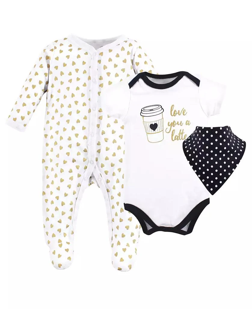 Hudson Cotton Sleep and Play, Bodysuit and Bandana Bib Set