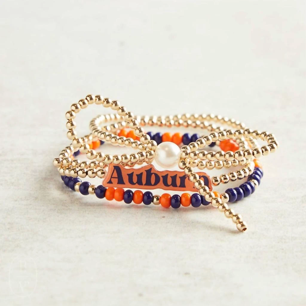 Beaded Blondes Beaded Blondes - Women
s Auburn Gameday Bow Bracelet Stack