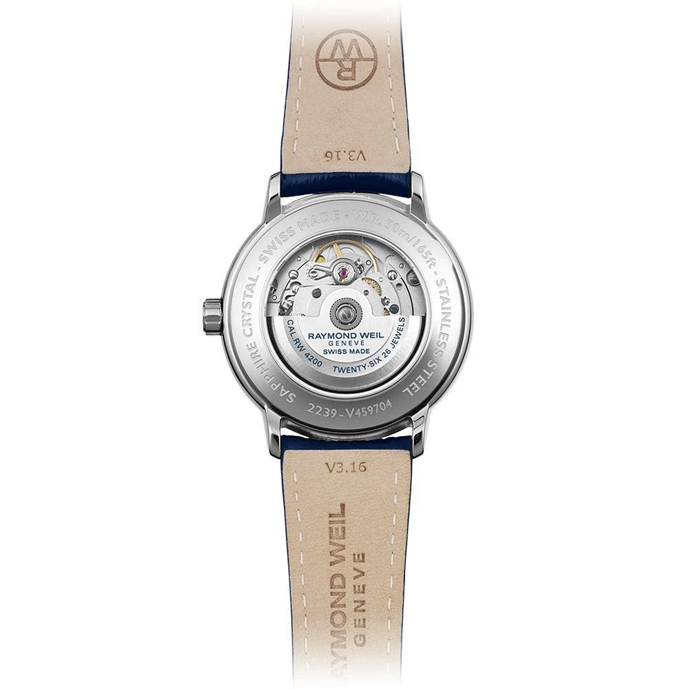 Raymond Weil Maestro Moon Phase Automatic Leather Watch, 39.5mm 3