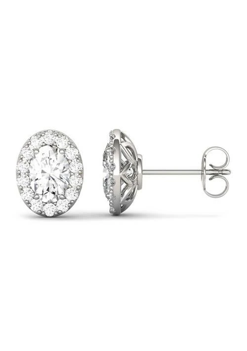 Charles 
Colvard 2.22 ct. t.w. Moissanite Oval Halo Stud Earrings in 14K White Gold