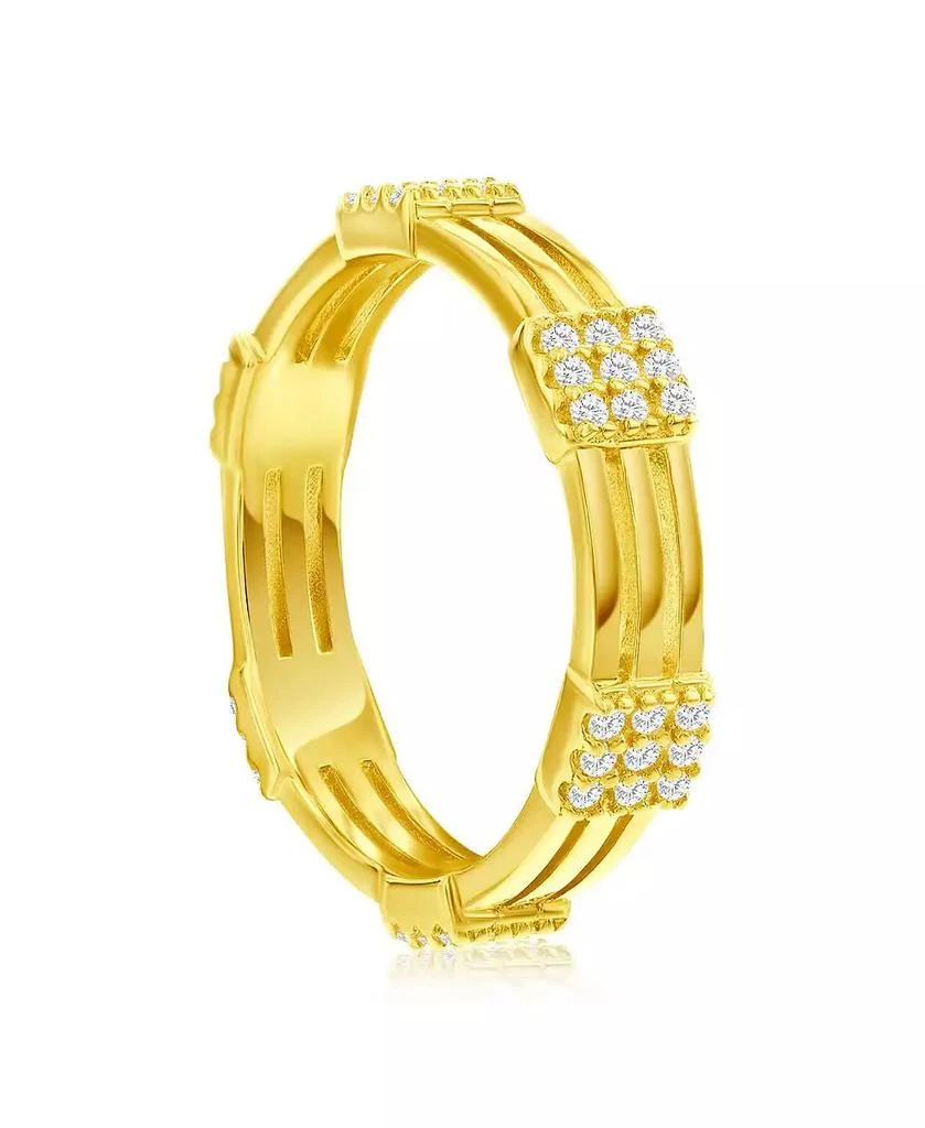 Simona Sterling Silver, Gold Plated Triple Row Square CZ Eternity Ring