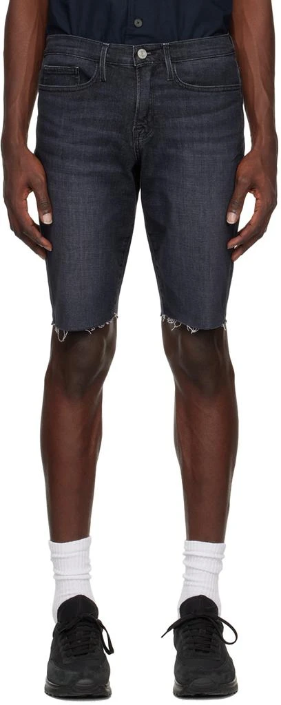 FRAME Black 'L'Homme Cut Off' Denim Shorts 1