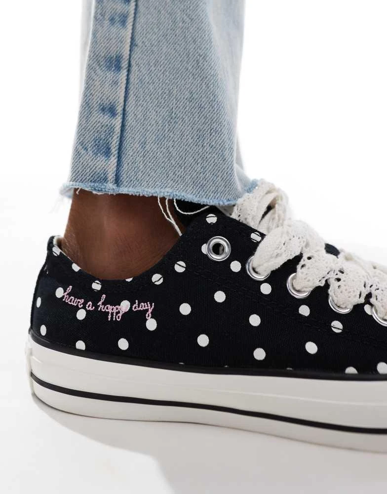 Converse Converse Chuck Taylor All Star Ox trainers in black & white polka dot 5