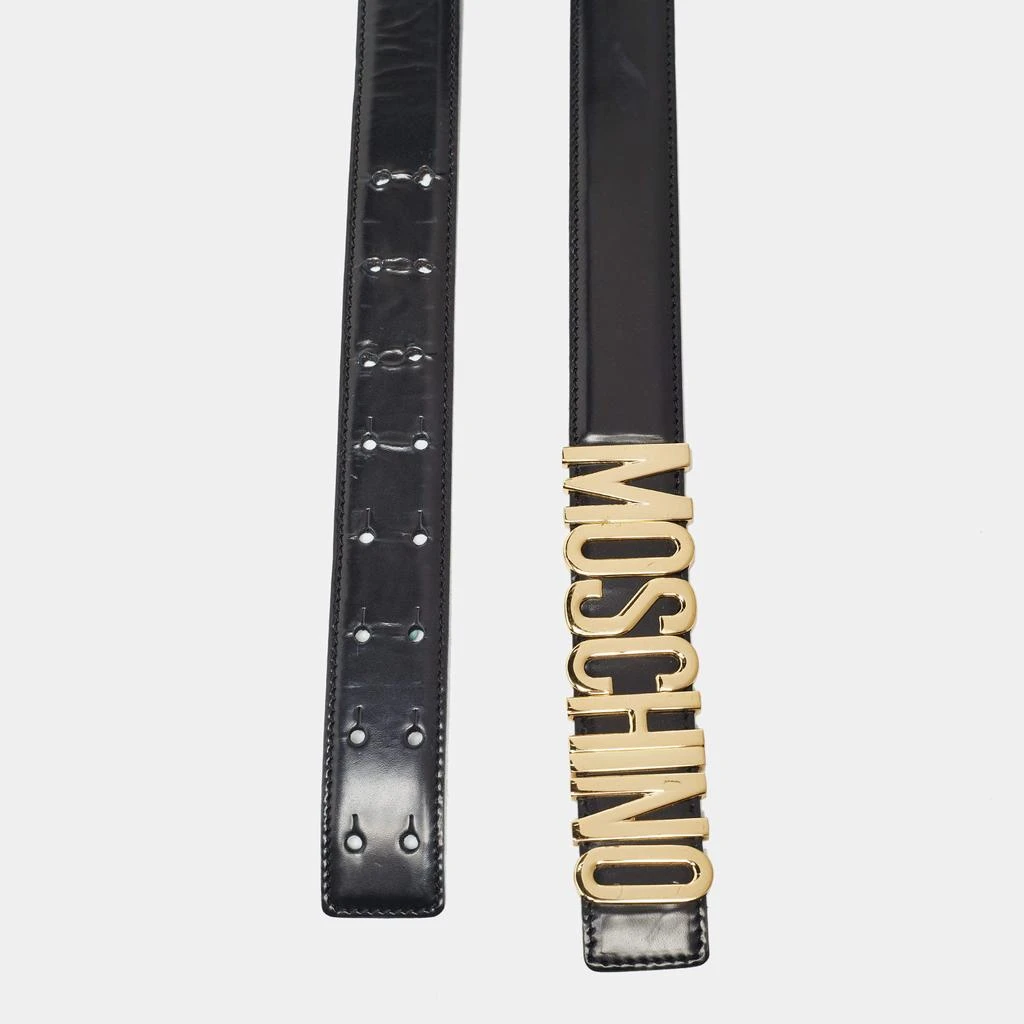 Moschino Black Leather Classic Logo Belt 95 CM – On Sale Now  display picture 2