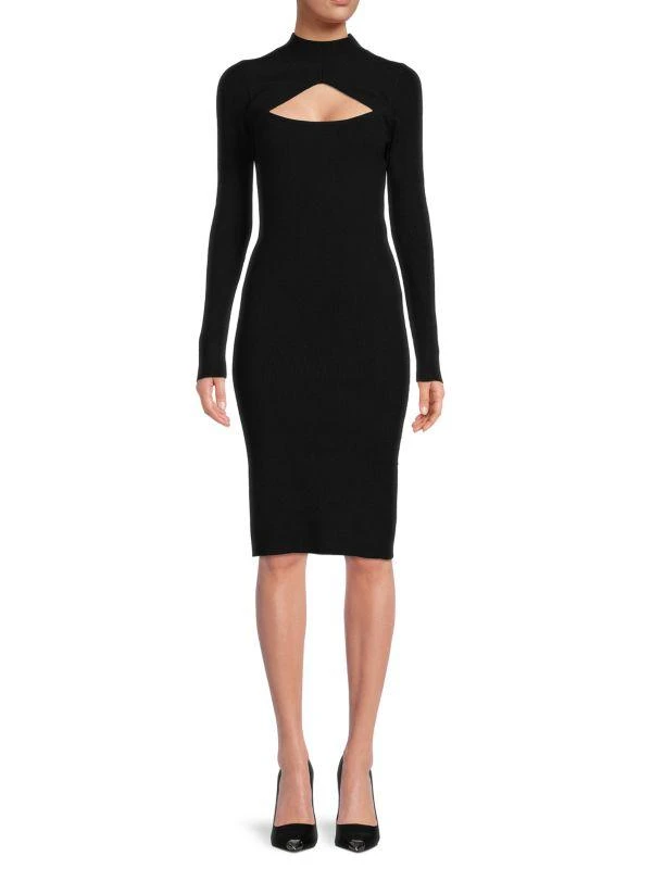 Victor Glemaud Ribbed Cutout Wool Blend Bodycon Dress 1