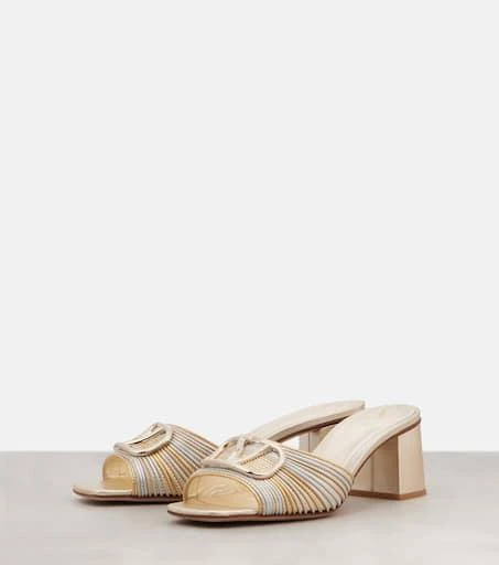 Valentino VLogo metallic leather mules 4
