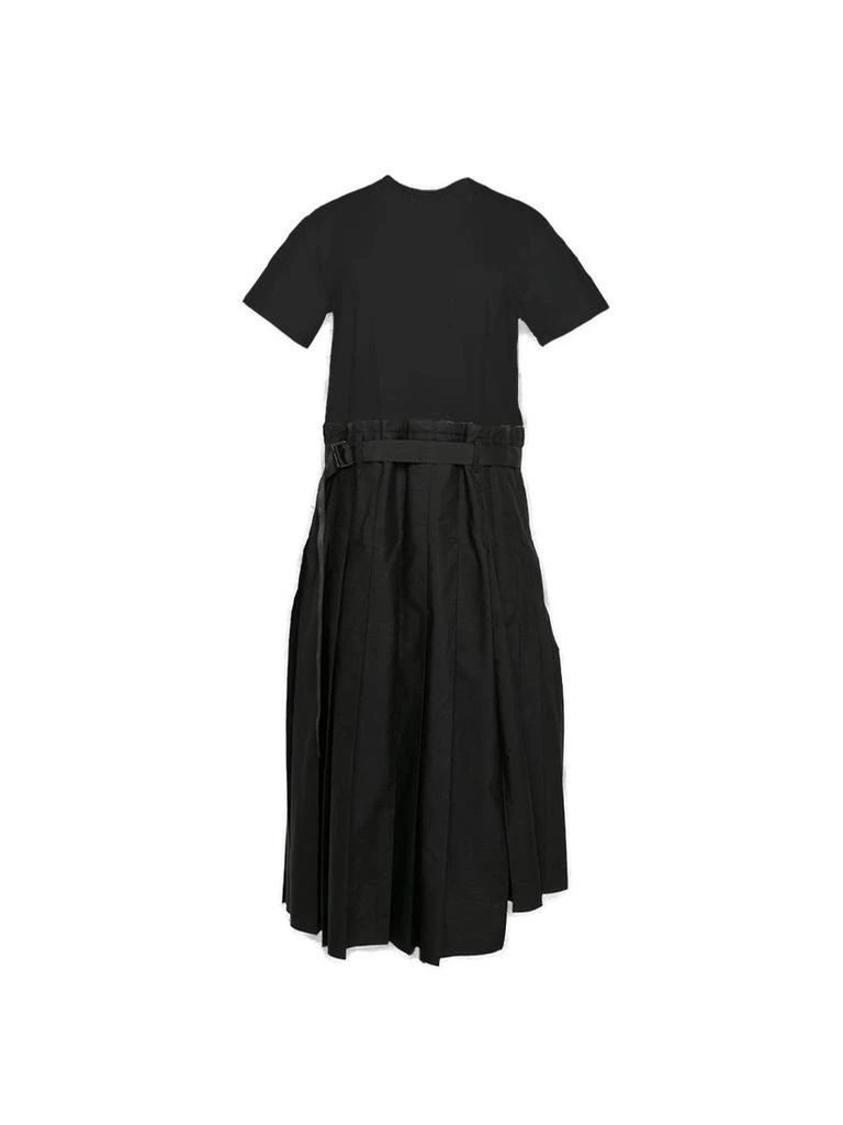 Sacai Sacai Pleat Detailed Crewneck Dress 1