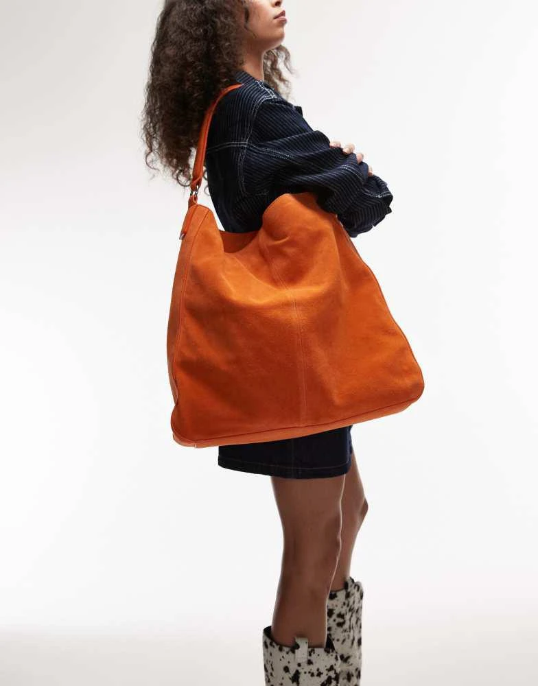 Topshop Topshop Sienna real leather shoulder bag in orange 1