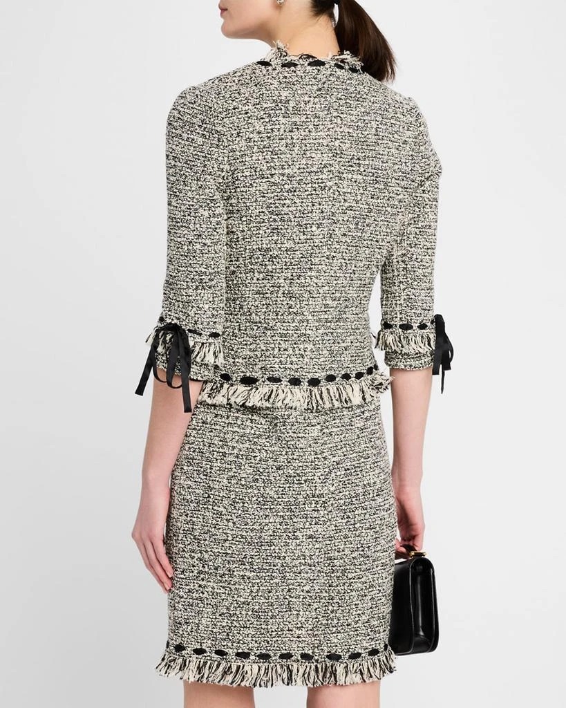 Teri Jon Ribbon-Trim Fringed Tweed Jacket 3