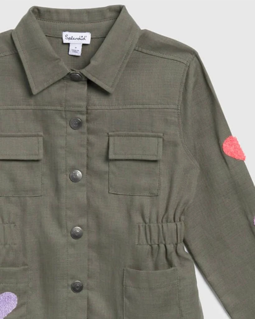 Splendid Toddler Girl Hearts Utility Jacket In Olive 2