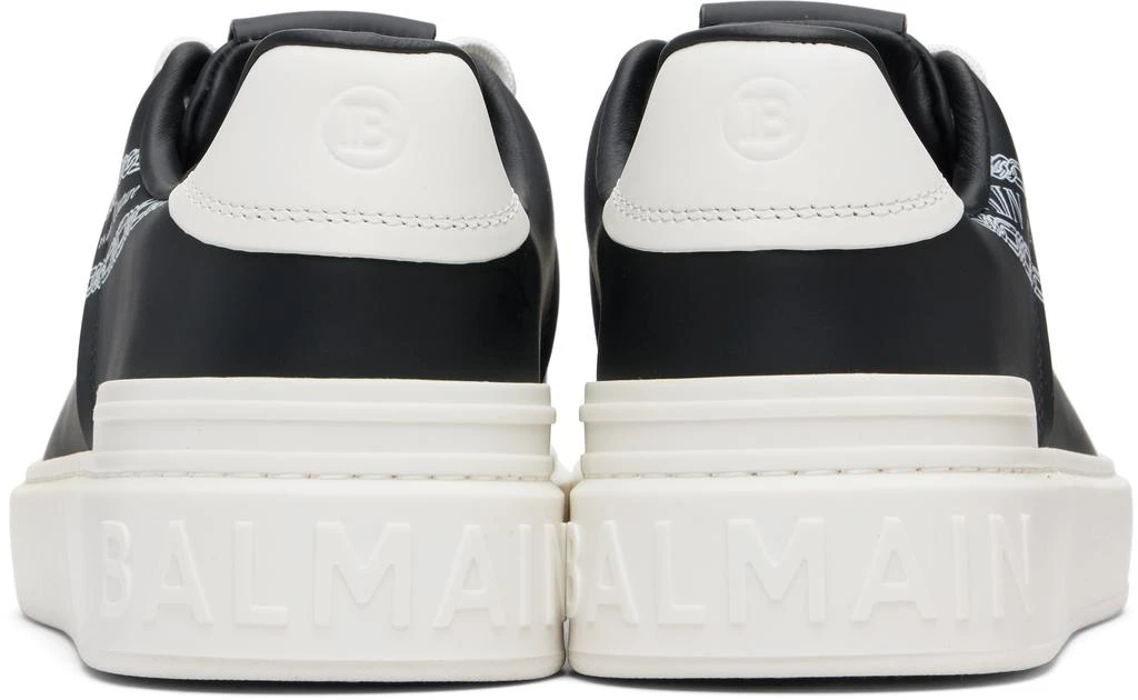 Balmain Black 
White B-Court Printed Calfskin Sneakers 2