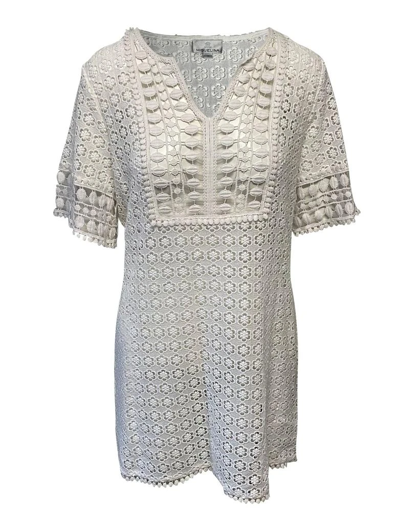MIGUELINA Cocktail Lace Dress in White Cotton 1