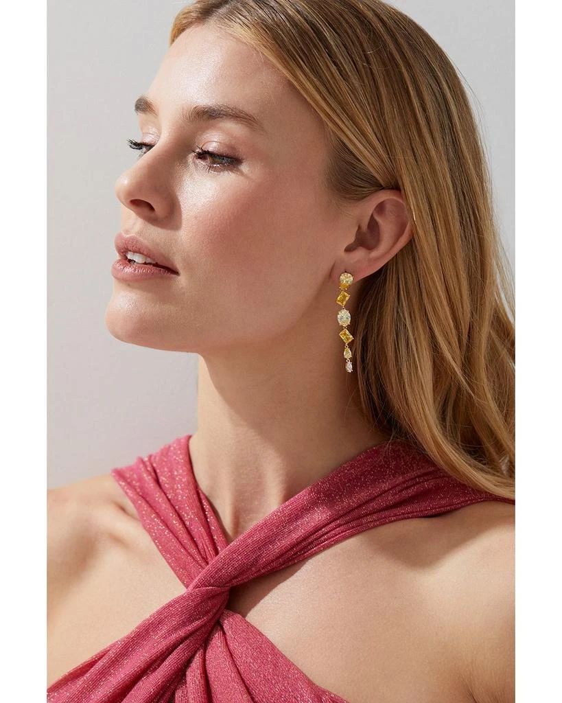 Nadri Palm Springs Yellow Mixed Cut Stone Linear Drop Earrings 3