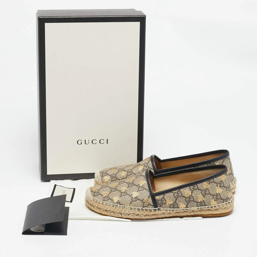 Gucci Gucci Beige/Brown GG Supreme Canvas Bee Espadrilles Flats Size 38 8