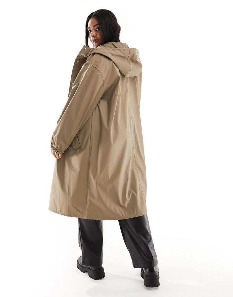 ASOS ASOS DESIGN Curve rubberised rain parka coat in mushroom 2