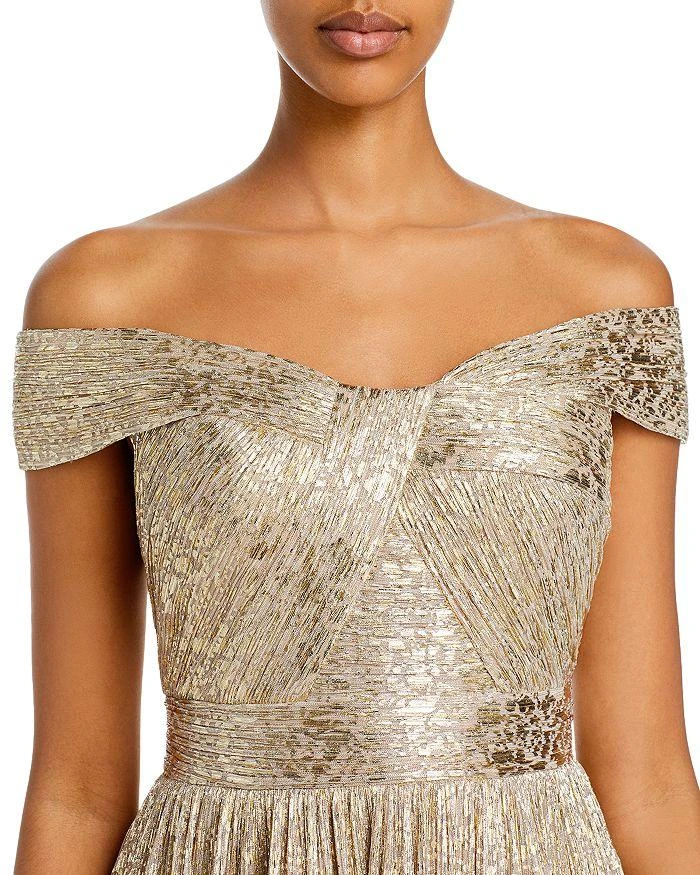 Aidan Mattox Metallic Off The Shoulder Gown 2