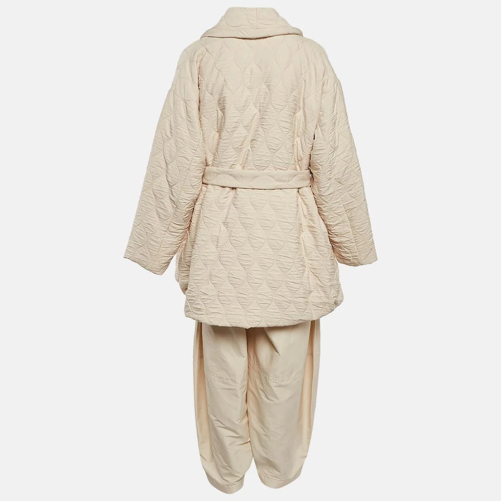 MIIN MIIN Cream Crepe Quilted Jacket and Pants Set M 2