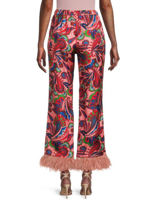 Borgo de Nor Eden Silk Ostrich Feather Pants