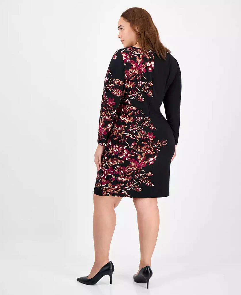 Kasper Plus Size Printed Long-Sleeve Sheath Dress 5