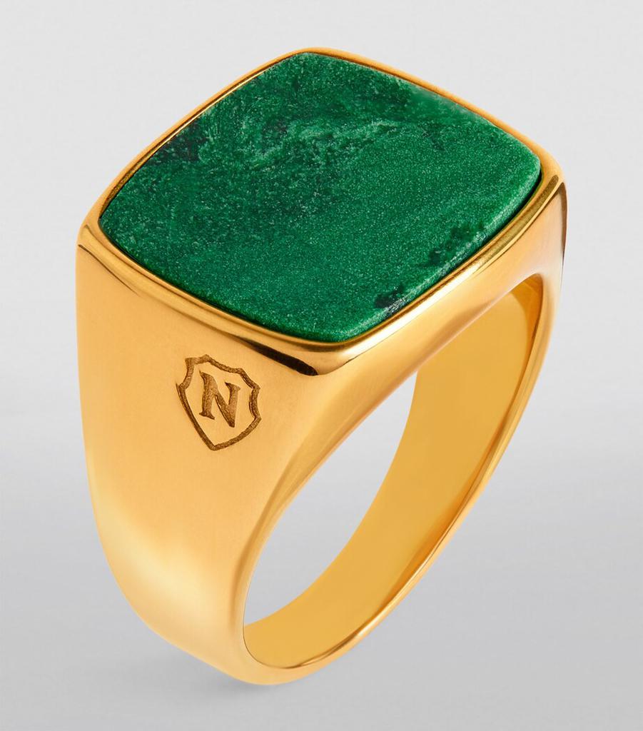 Nialaya Gold-Plated Jade Signet Ring