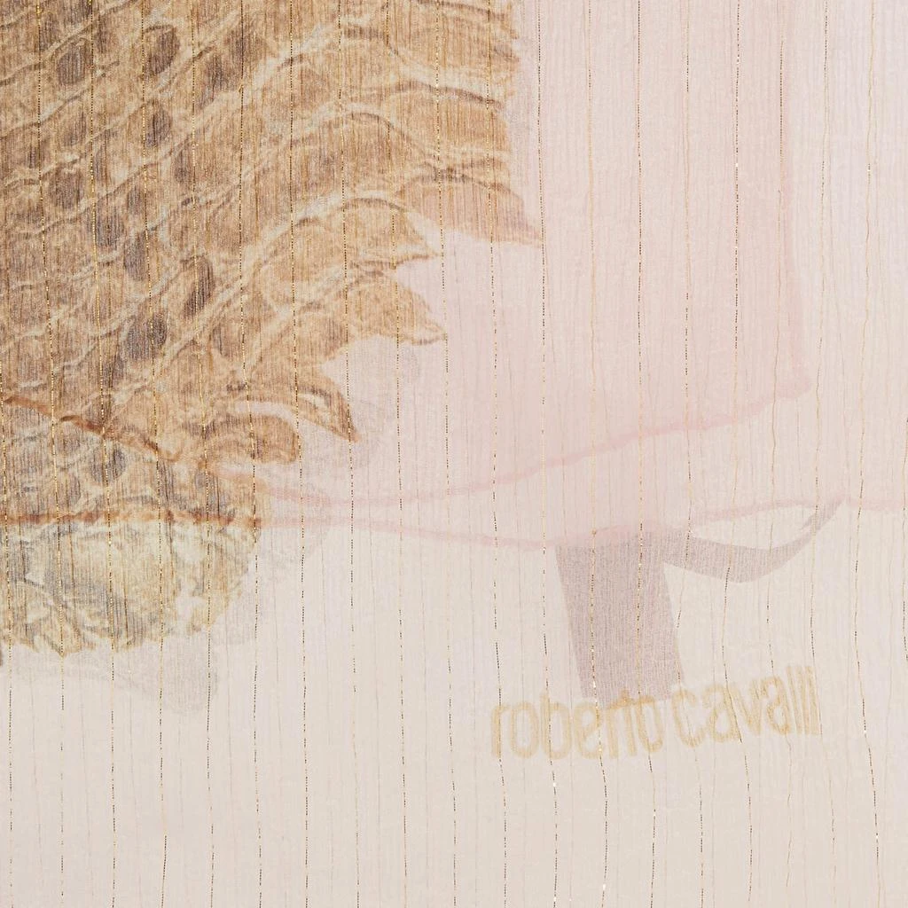 Roberto Cavalli Roberto Cavalli Brown/Pink Python Print Lurex Silk  Scarf 5