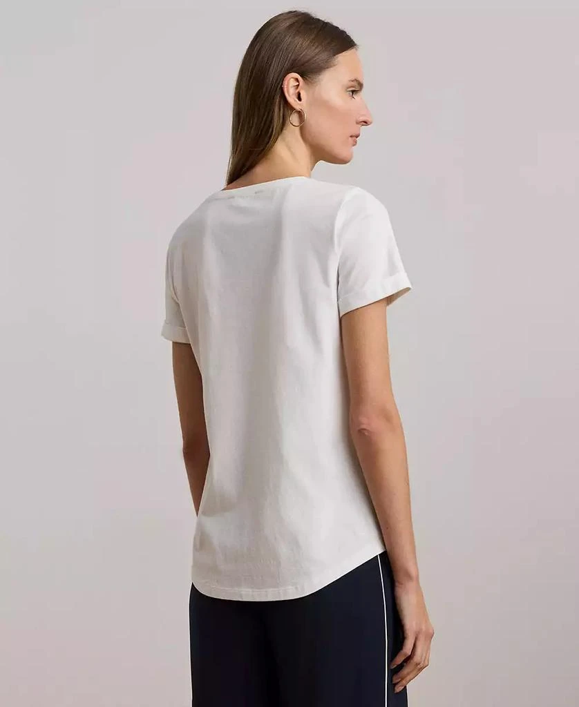 Ralph Lauren Women's Beaded-Logo Cotton Jersey Tee 2
